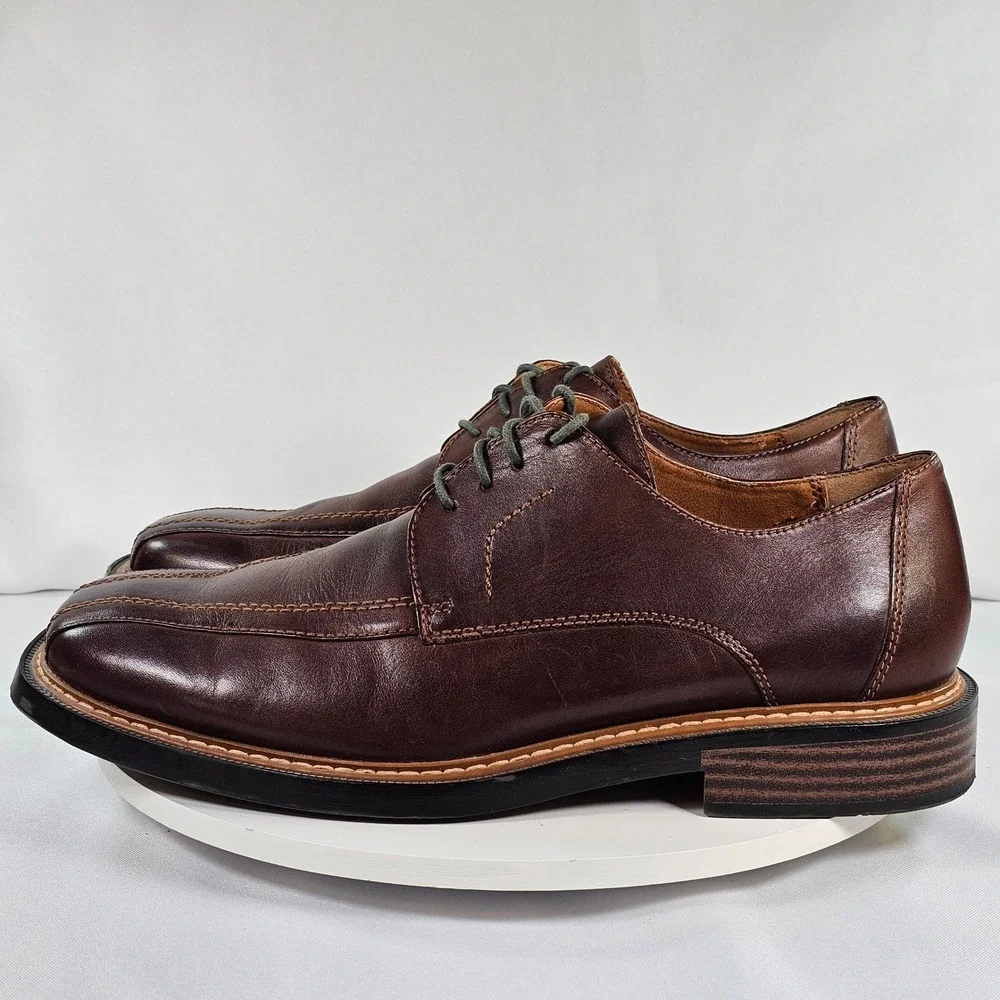 Skechers Mens 970441 Leather Bicycle Toe Oxford Dress Shoes‎ Dark Brown 11.5